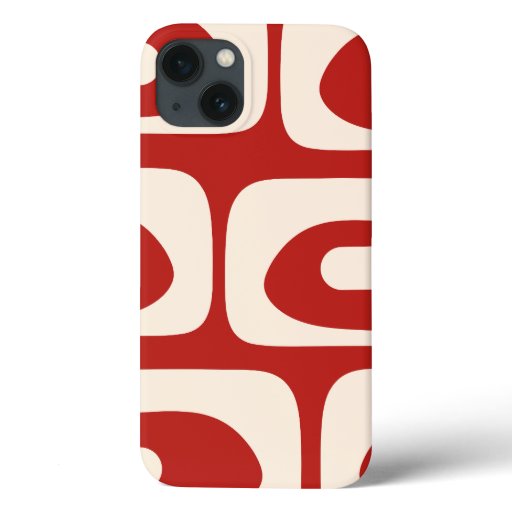 Piquet Midcentury Abstract Minimal Red and Cream iPhone 13 Case