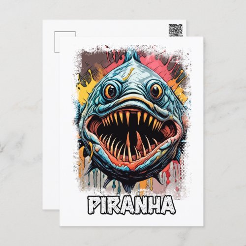 Piranha Amazon River Monster fish Modern Fantasy Postcard