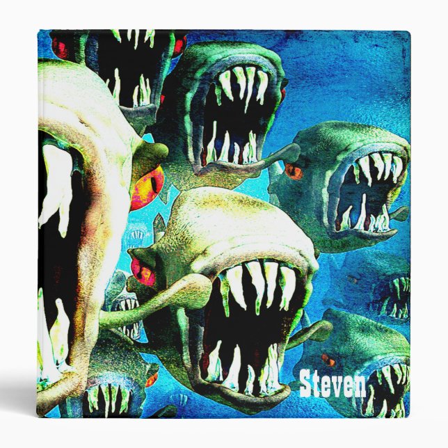 Piranha Fest Personalized 3 Ring Binder (Front)