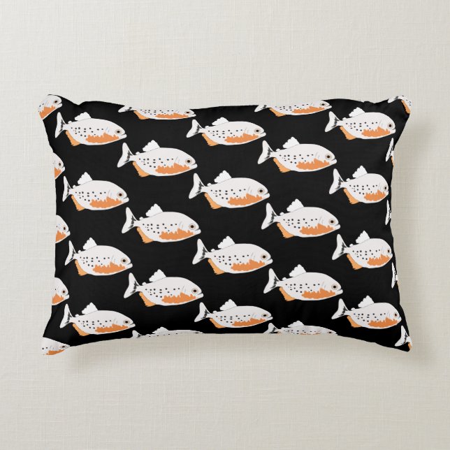 Piranha Fish Aquarium Accent Pillow (Front)