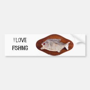 Piranha fish as trophy on wood isolated bumper sticker