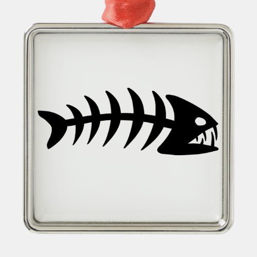 Piranha Fish Bone Metal Ornament