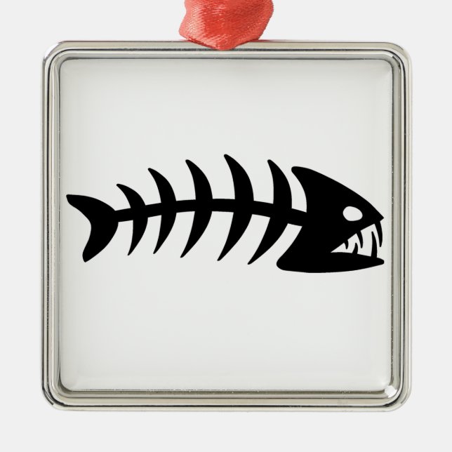 Piranha Fish Bone Metal Ornament (Front)