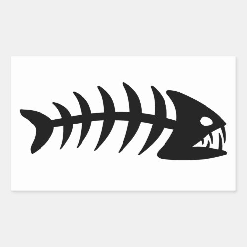 Piranha Fish Bone Rectangular Sticker