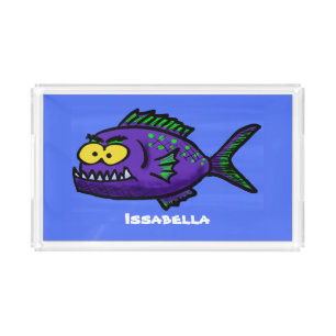 Piranha fish cartoon acrylic tray