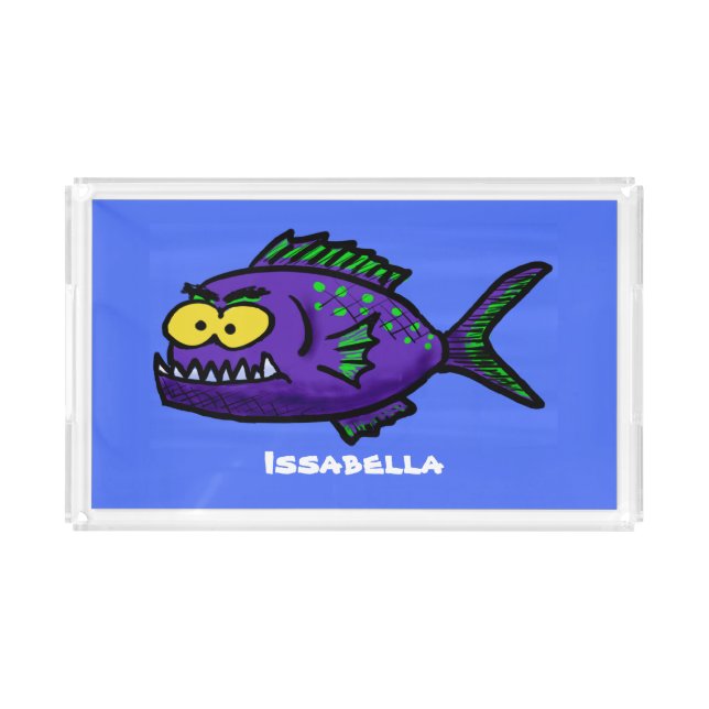 Piranha fish cartoon acrylic tray (Front)