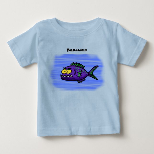 Piranha fish cartoon baby T-Shirt (Front)
