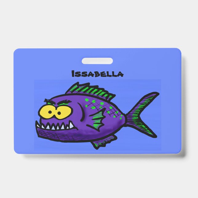 Piranha fish cartoon badge (Front)