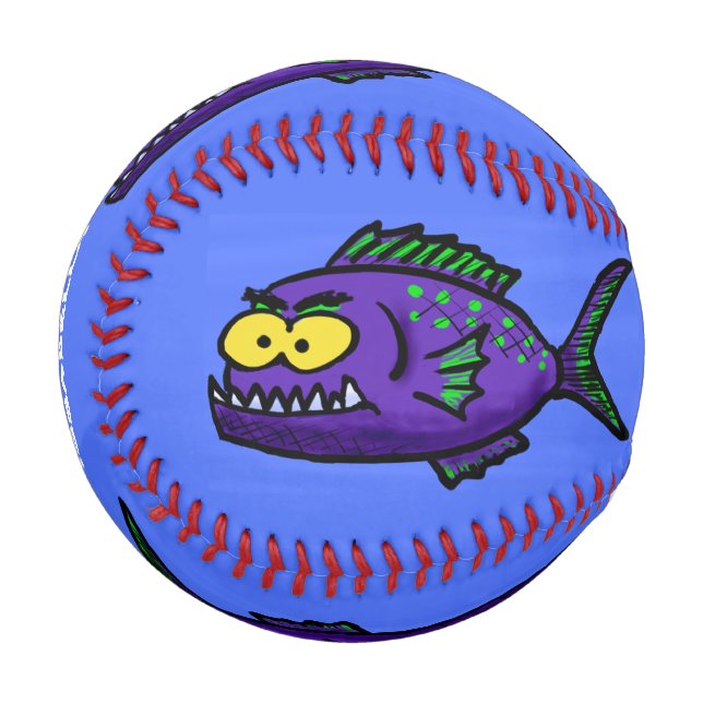 Piranha fish cartoon baseball (Front Left)