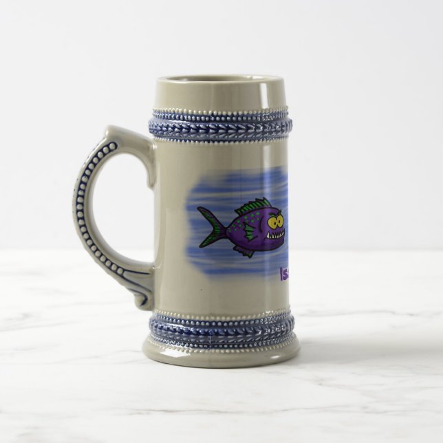 Piranha fish cartoon beer stein (Left)