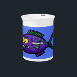 Piranha fish cartoon beverage pitcher<br><div class="desc">For fish lovers everywhere (or those who don't like cats). Inspired by piranha cartoons. A great way to stir up cat lovers too.</div>