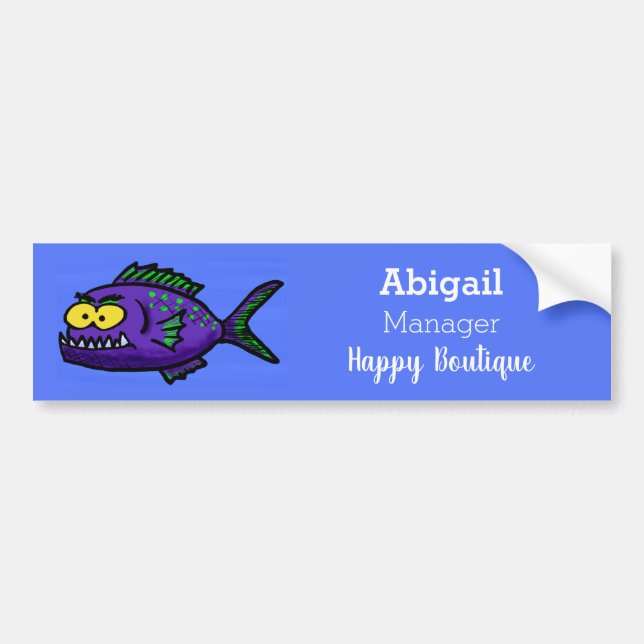 Piranha fish cartoon  bumper sticker (Front)