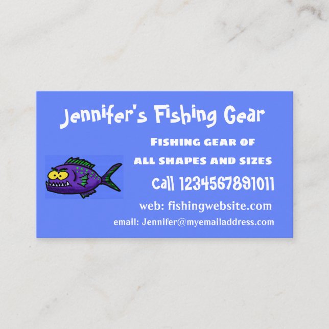 Piranha fish cartoon business card (Front)