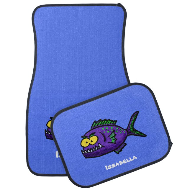 Piranha fish cartoon  car floor mat (Set)