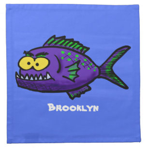 Piranha fish cartoon cloth napkin