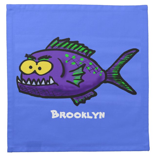 Piranha fish cartoon cloth napkin (Front)