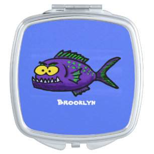 Piranha fish cartoon compact mirror