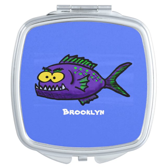 Piranha fish cartoon compact mirror (Front)