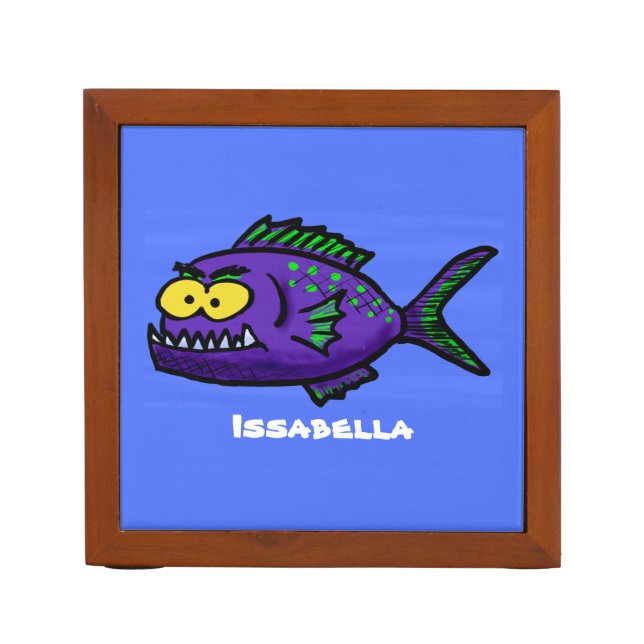 Piranha fish cartoon desk organizer (Front)