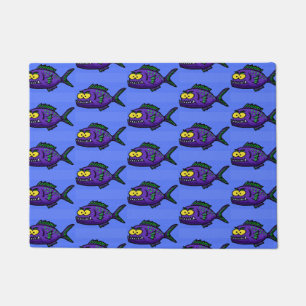 Piranha fish cartoon doormat