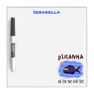 Piranha fish cartoon dry erase board