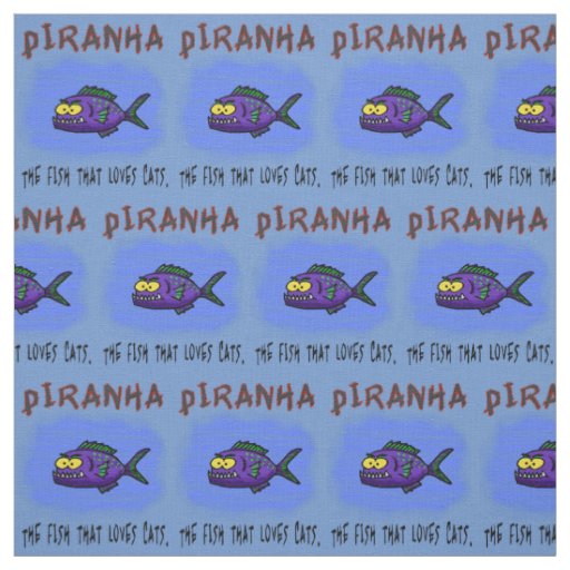 Piranha fish cartoon fabric