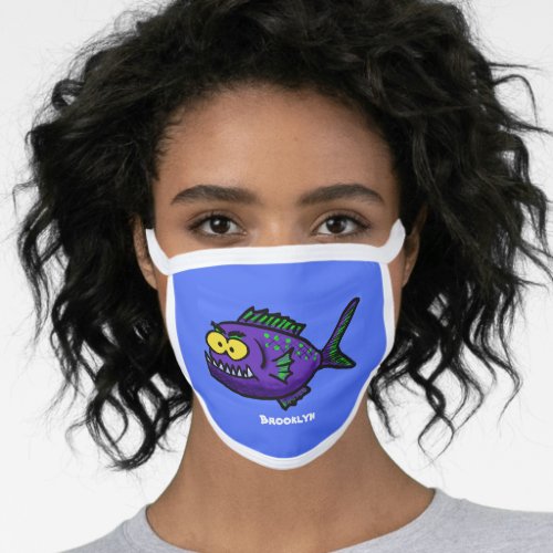 Piranha fish cartoon face mask