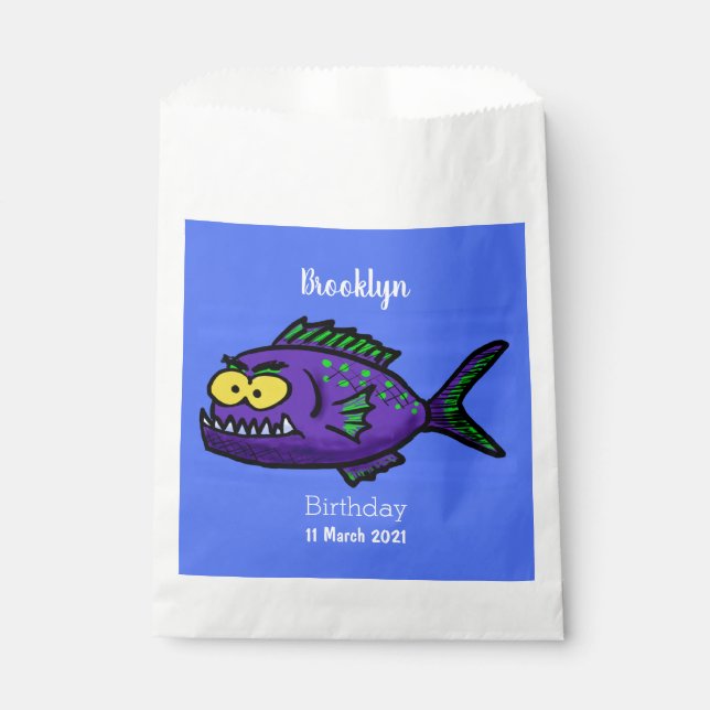 Piranha fish cartoon favor bag (Front)