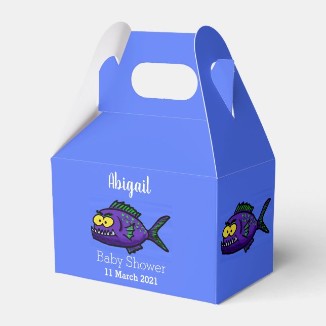 Piranha fish cartoon favor boxes (Front Side)