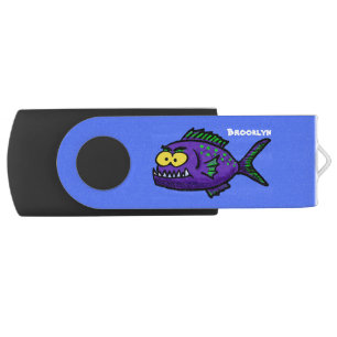 Piranha fish cartoon flash drive