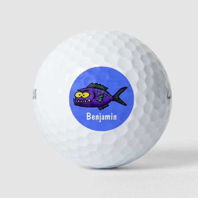 Piranha fish cartoon golf balls (Front)