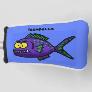 Piranha fish cartoon golf head cover