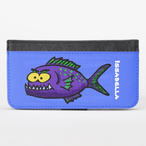 Piranha fish cartoon iPhone x wallet case
