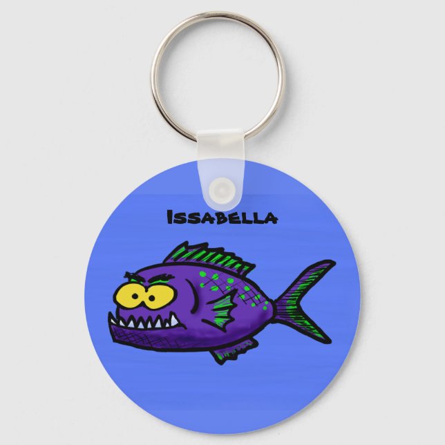 Piranha fish cartoon keychain (Front)