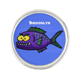 Piranha fish cartoon lapel pin