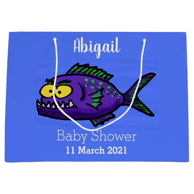 Piranha fish cartoon large gift bag (Front)