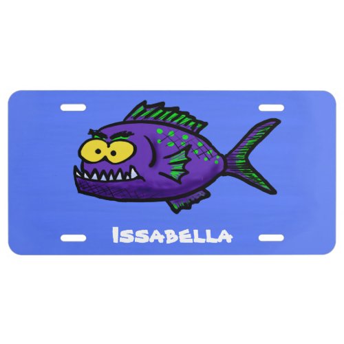 Piranha fish cartoon license plate