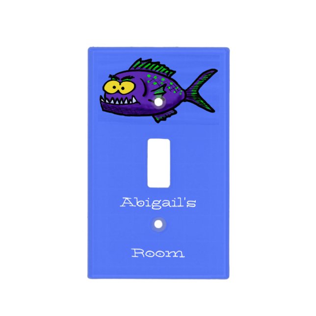 Piranha fish cartoon  light switch cover (Front)