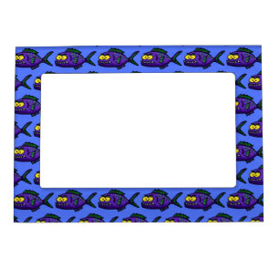 Piranha fish cartoon magnetic frame