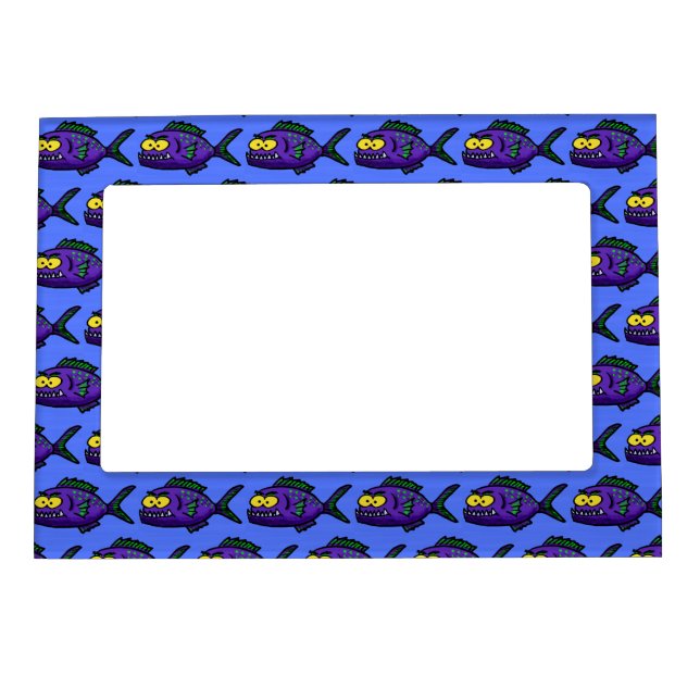 Piranha fish cartoon magnetic frame (Front)