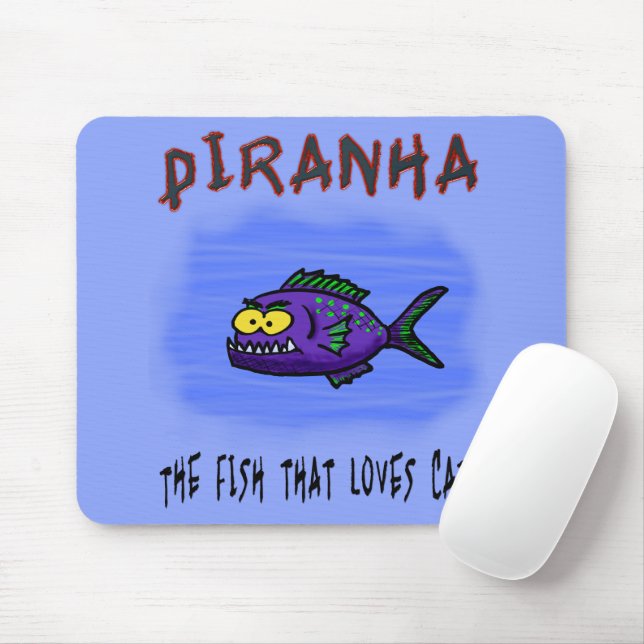 Piranha fish cartoon mouse pad (With Mouse)