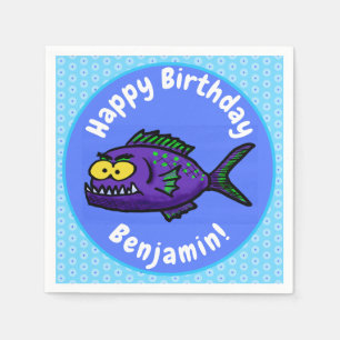 Piranha fish cartoon napkins
