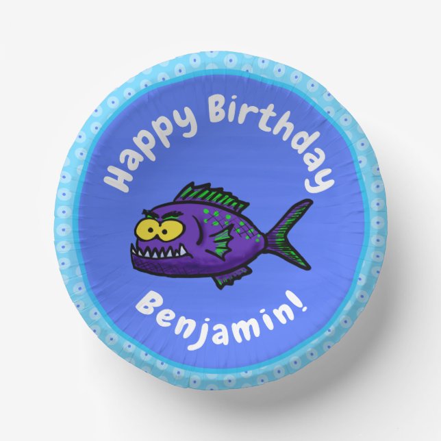 Piranha fish cartoon paper bowls (Front)
