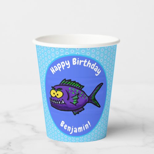 Piranha fish cartoon paper cups
