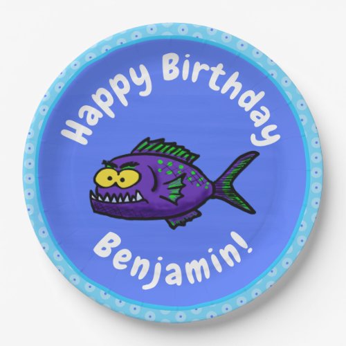 Piranha fish cartoon paper plates