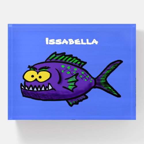 Piranha fish cartoon paperweight