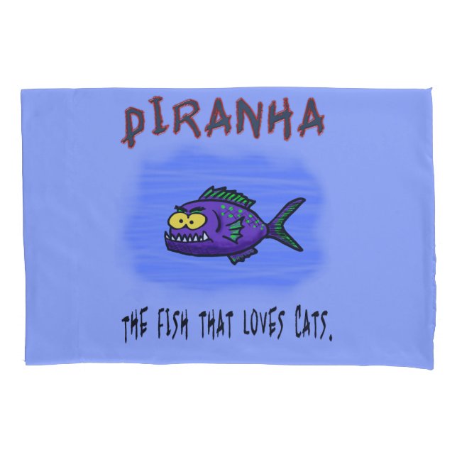 Piranha fish cartoon pillow case (Front)