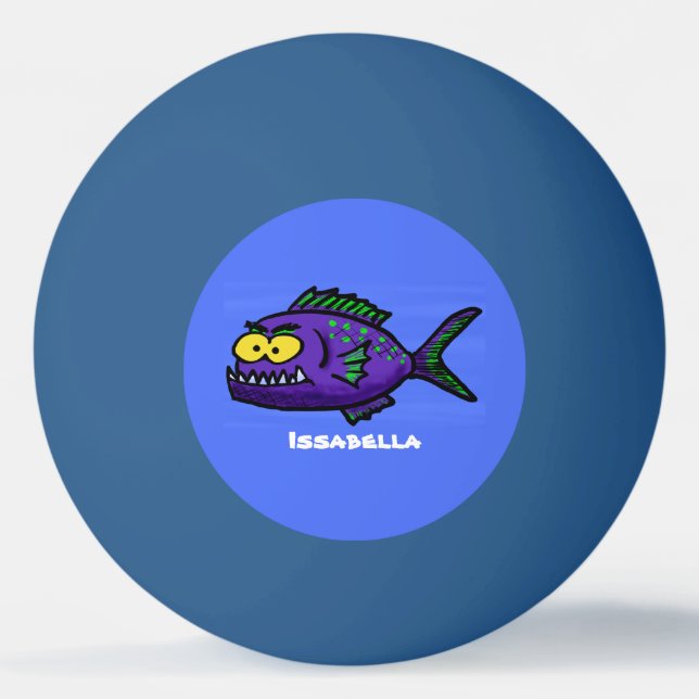 Piranha fish cartoon ping pong ball (Front)