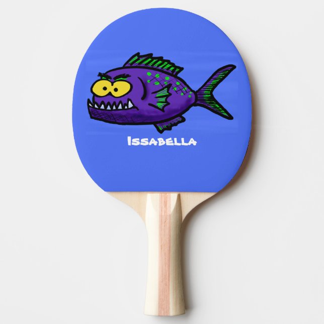 Piranha fish cartoon ping pong paddle (Front)