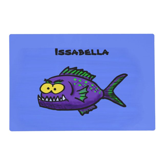 Piranha fish cartoon placemat (Front)